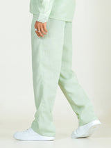 Mint Green Linen Blend Pleated Pants