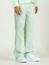 Mint Green Linen Blend Pleated Pants