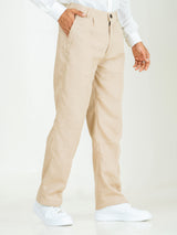 Classic Taupe Linen Blend Pleated Pants