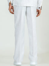 Off White Linen Blend Pleated Pants