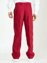 Maroon Linen Blend Pleated Pants