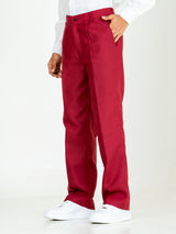 Maroon Linen Blend Pleated Pants