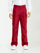 Maroon Linen Blend Pleated Pants