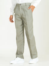 Sage Gray Linen Blend Pleated Pants