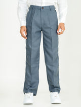 Davy Gray Linen Blend Pleated Pants