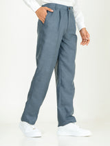 Davy Gray Linen Blend Pleated Pants