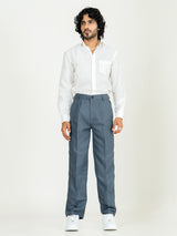 Davy Gray Linen Blend Pleated Pants