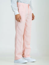 Millennial Pink Linen Blend Pleated Pants