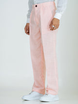 Millennial Pink Linen Blend Pleated Pants