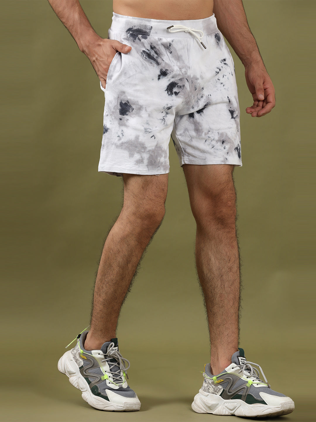 Black And White Tie Dye Shorts