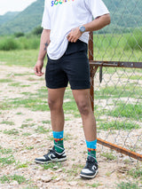 Black Two Pockets Solid Pattern Cotton Shorts