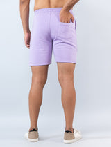 Lilac Two Pockets Solid Pattern Cotton Shorts