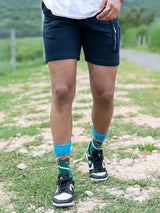 Navy Blue Three Pockets Solid Pattern Cotton Shorts