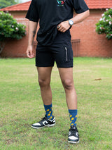 Black Three Pockets Solid Pattern Cotton Shorts