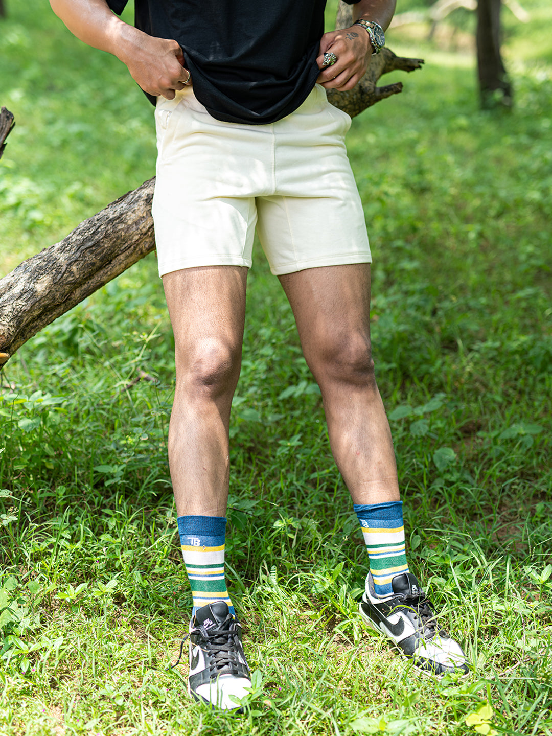 Pastel Yellow Cut Poket Solid Pattern Cotton Shorts