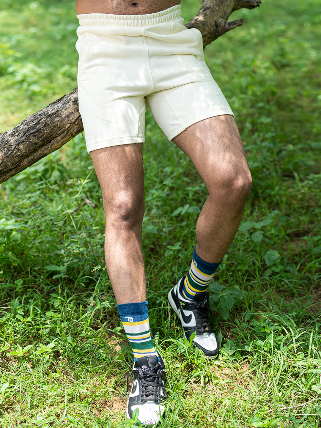 Pastel Yellow Cut Poket Solid Pattern Cotton Shorts