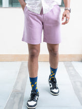 Lilac Linen Solid Pattern Shorts