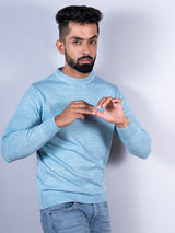 Powder Blue Color Crew Neck Men's Sweater