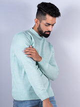 Green Color Crew Neck Men's Sweater