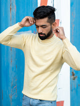 Yellow Color Crew Neck Men's Sweater