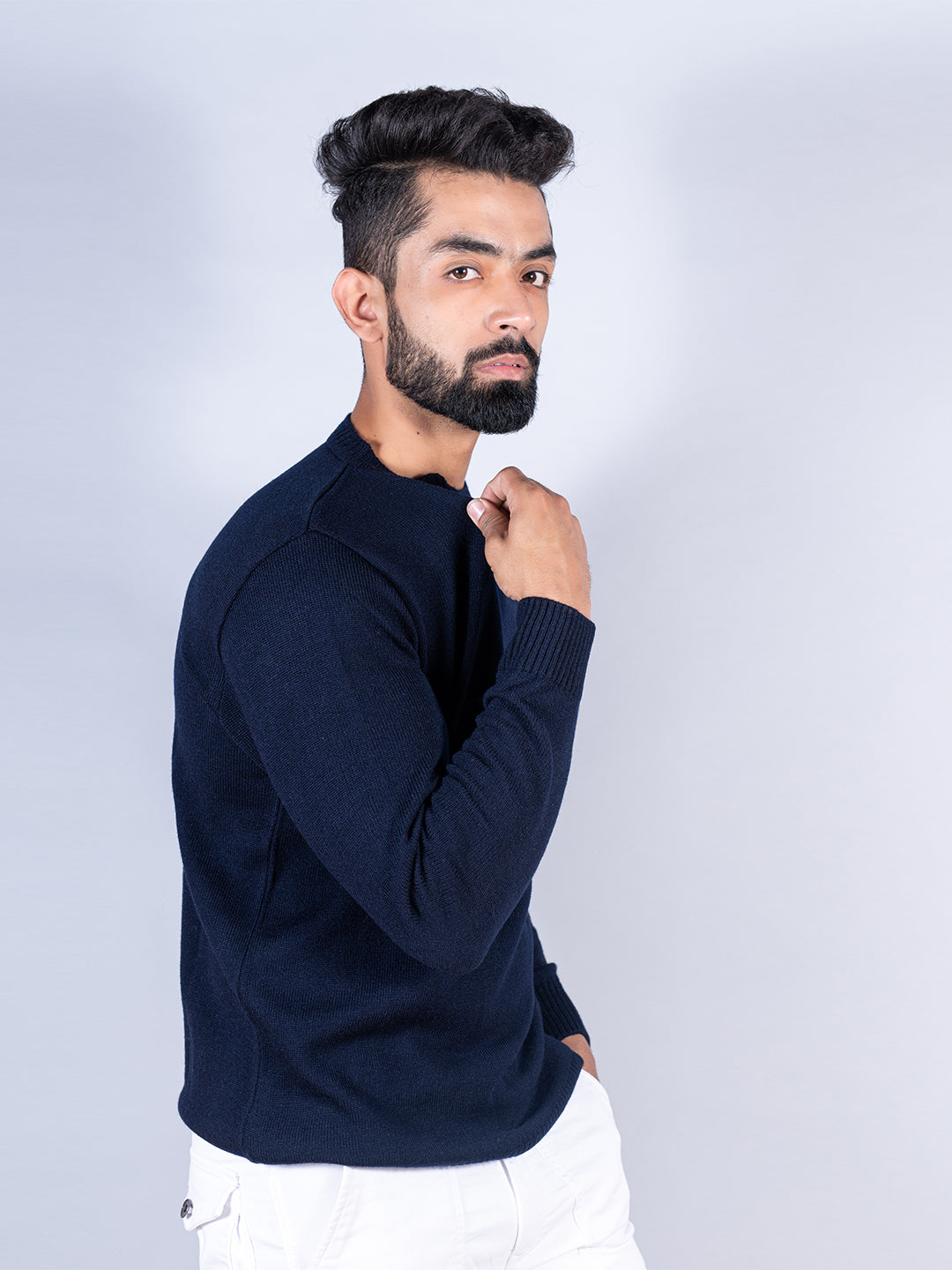 Navy Blue Color Crew Neck Sweater