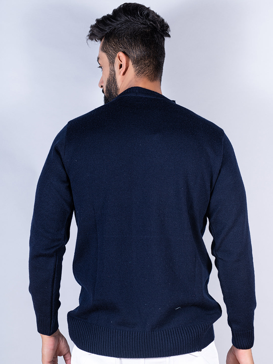 Navy Blue Color Crew Neck Sweater