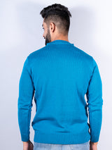 Teal Blue Color Crew Neck Men's Sweater