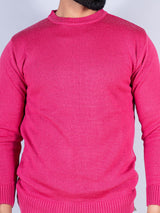 Dark Pink Color Crew Neck  Sweater