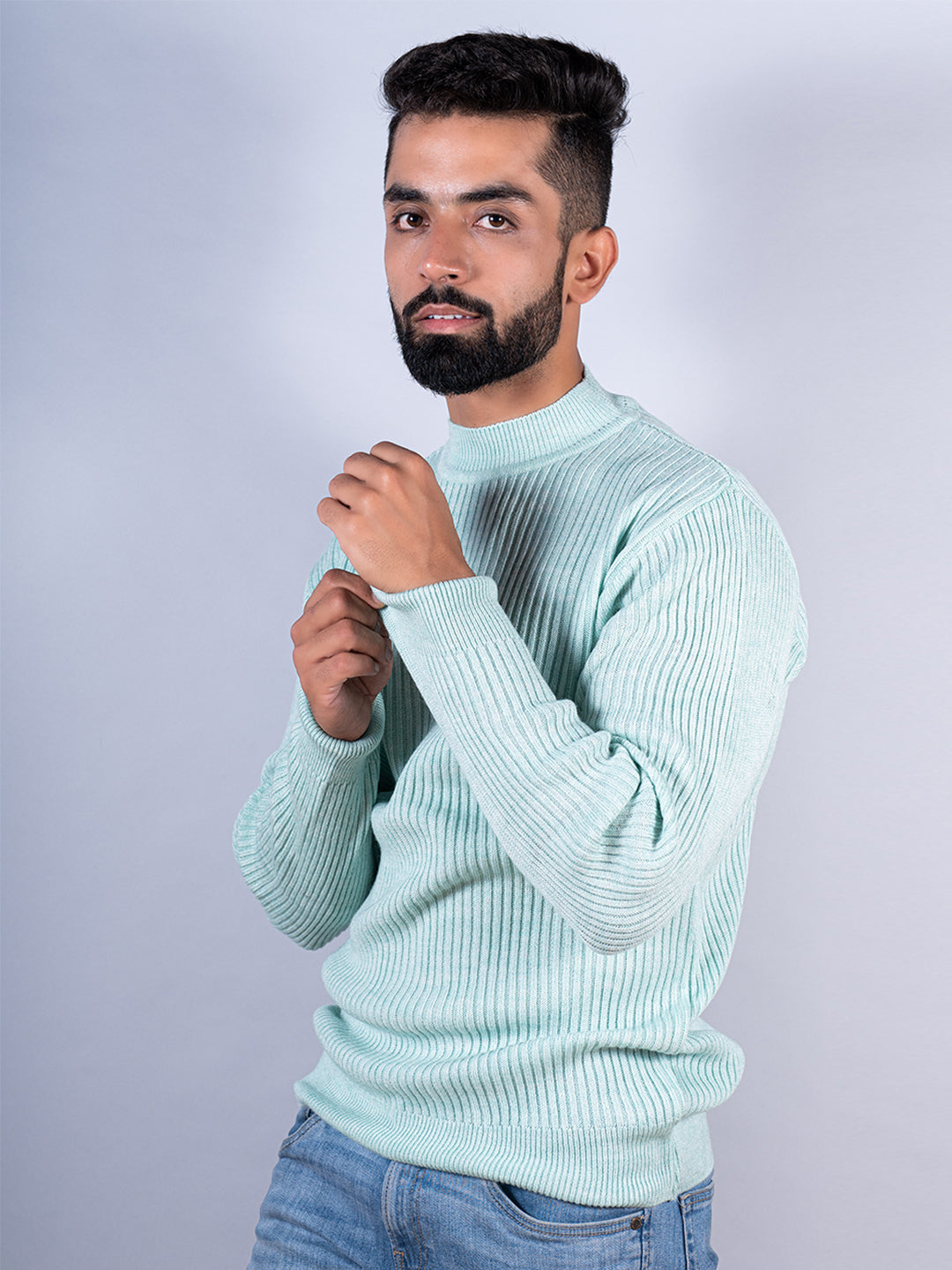 Green Color Turtle Neck Men's Sweater