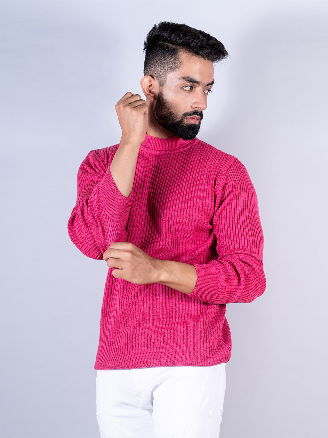 Buy Dark Pink Color Turtle Neck Men s Sweater Online Tistabene