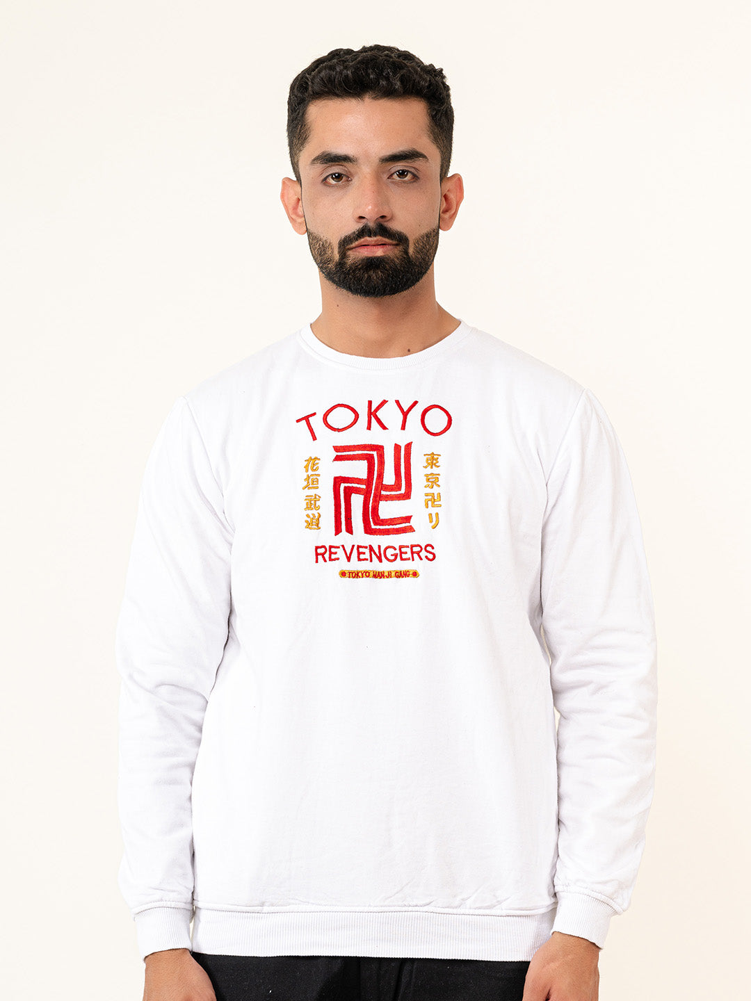 White Tokyo Manji Revengers Printed Sweatshirt