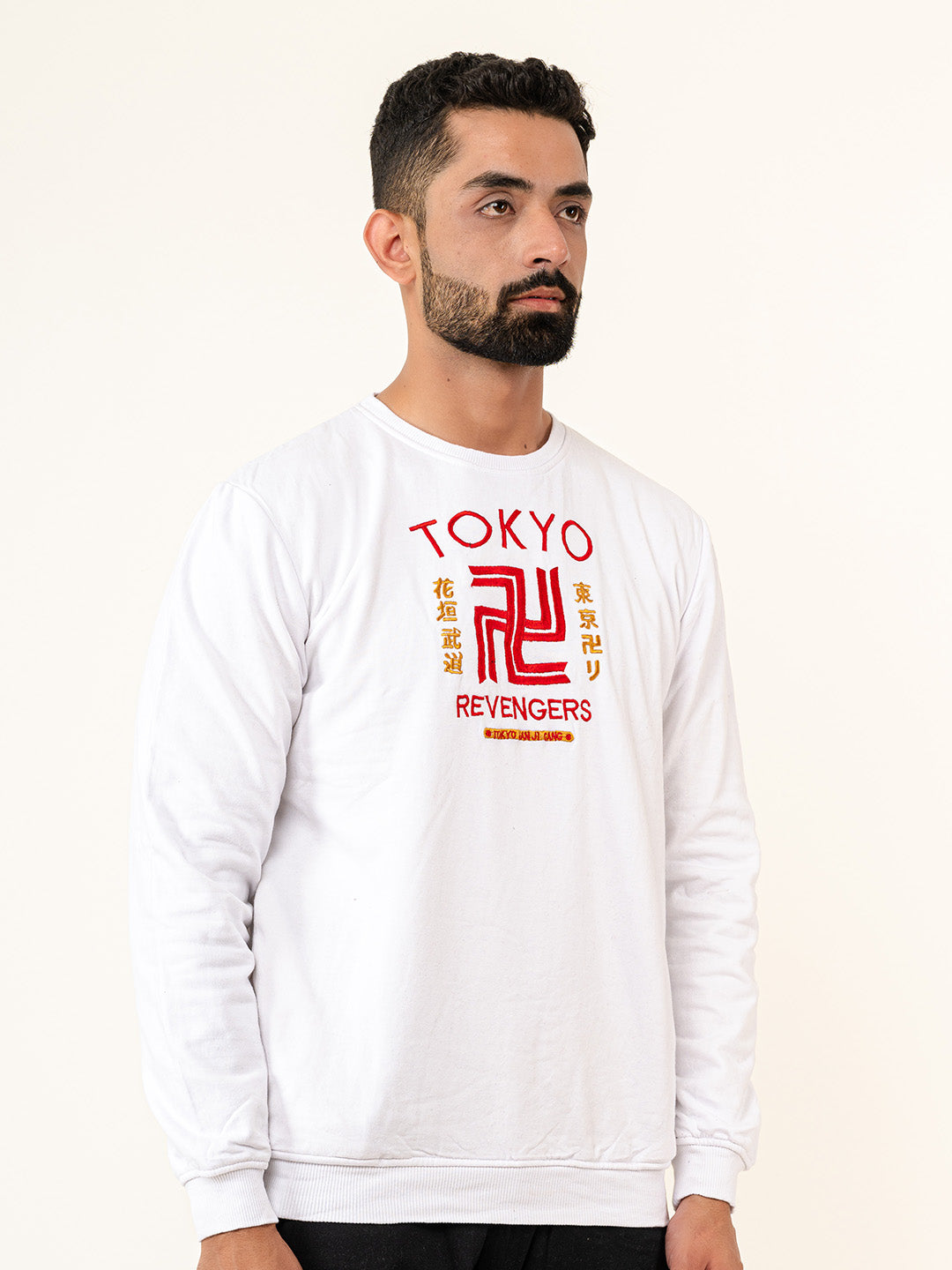 White Tokyo Manji Revengers Printed Sweatshirt