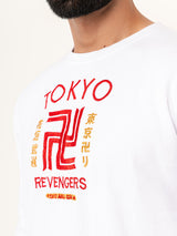 White Tokyo Manji Revengers Printed Sweatshirt