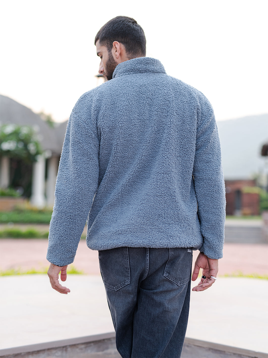 Blue Grey R Fleece Sherpa Sweatshirt