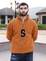 Burnt Orange S Fleece Sherpa Sweatshirt