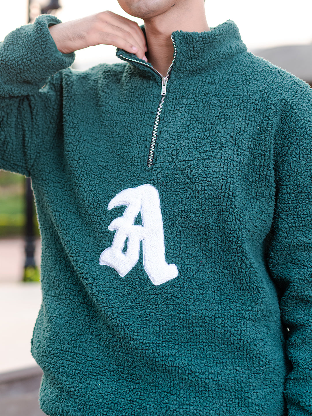 Deep Sea Green A Fleece Sherpa Sweatshirt