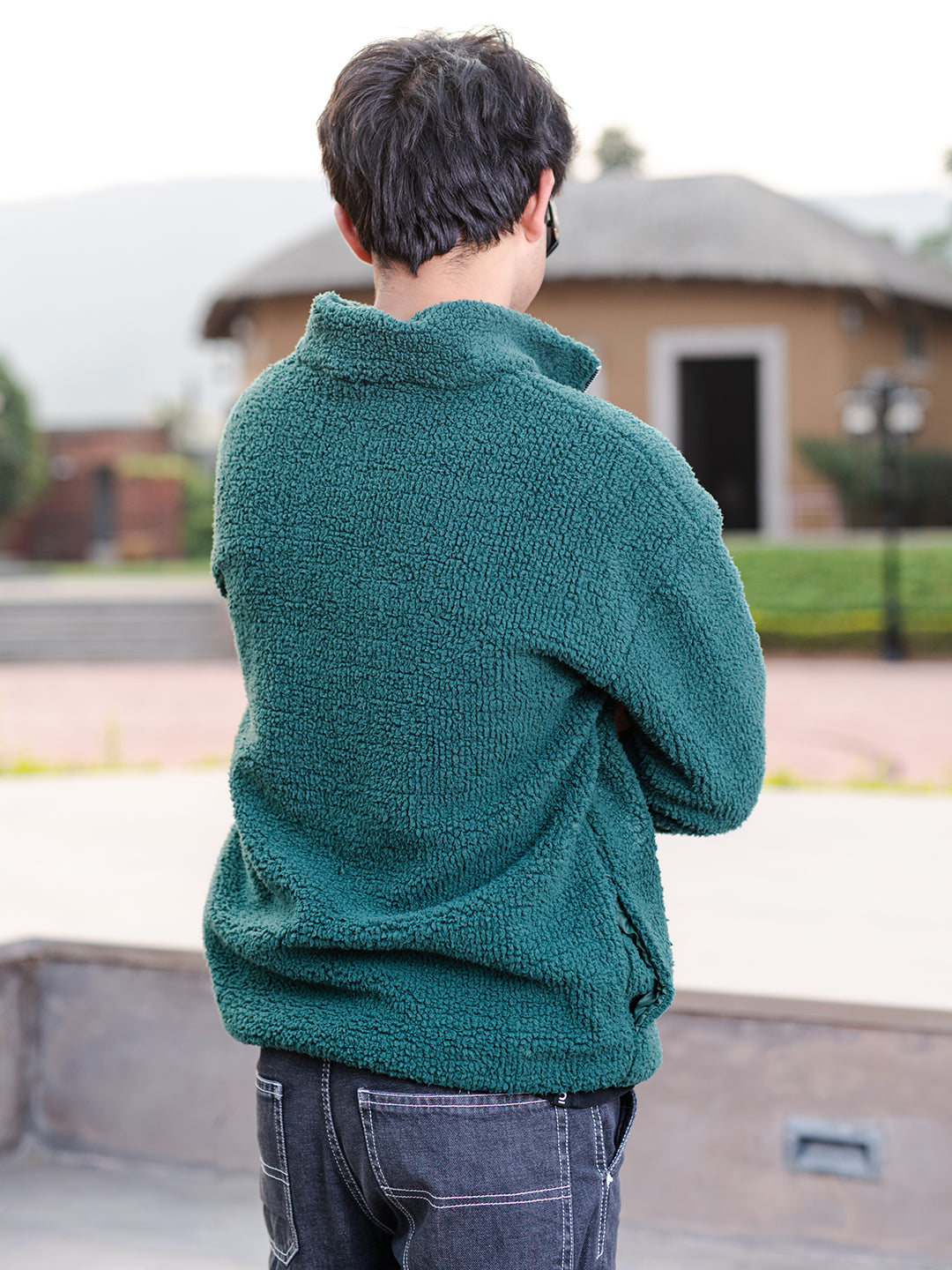 Deep Sea Green A Fleece Sherpa Sweatshirt