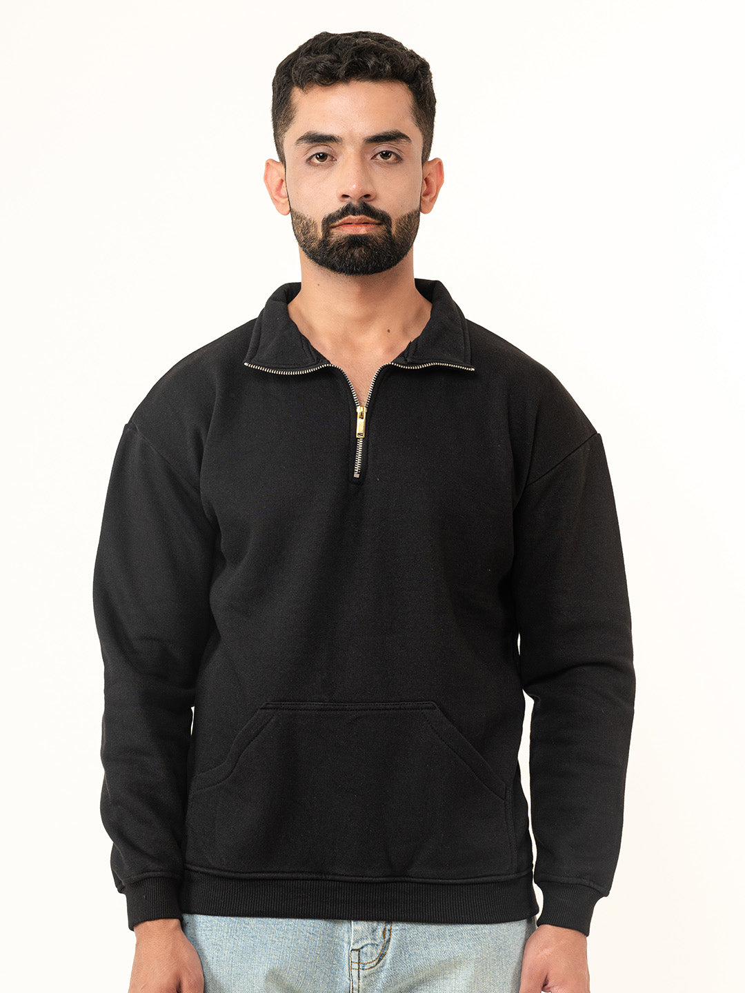 Black Half Zipper Sweatshirt