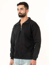 Black Half Zipper Sweatshirt