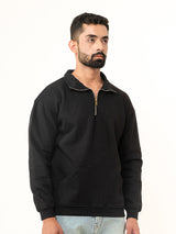 Black Half Zipper Sweatshirt