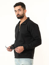 Black Half Zipper Sweatshirt