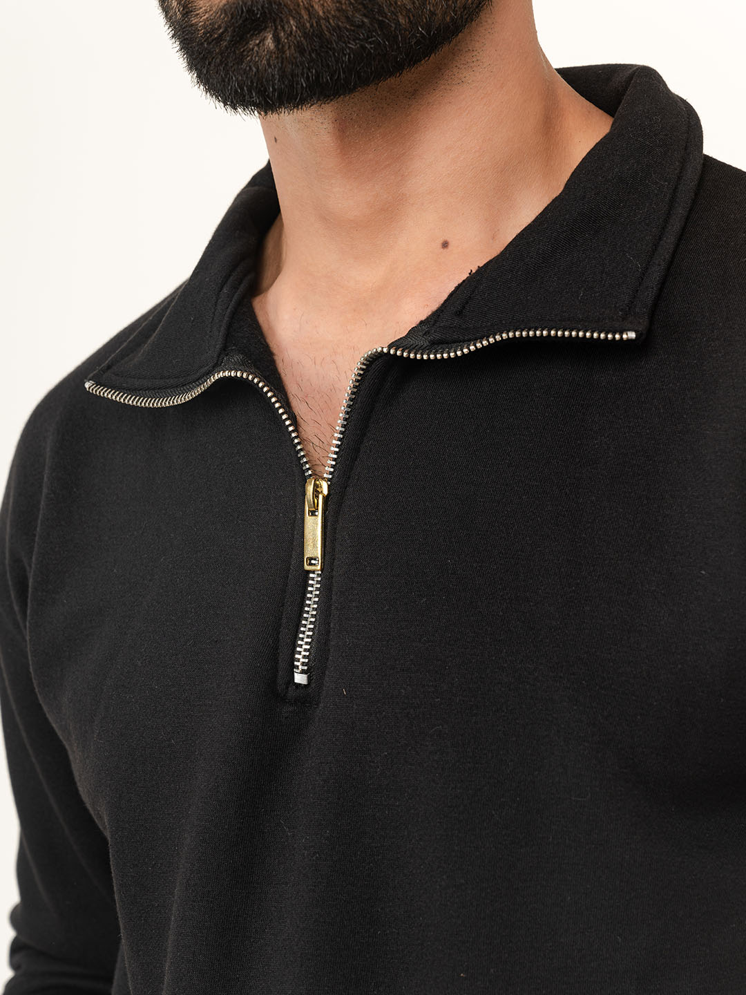 Black Half Zipper Sweatshirt