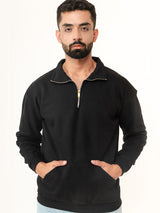 Black Half Zipper Sweatshirt