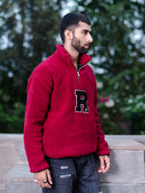 Rose Red R Half Zipper Fleece Sherpa Sweatshirt