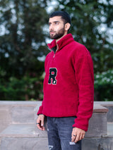 Rose Red R Half Zipper Fleece Sherpa Sweatshirt