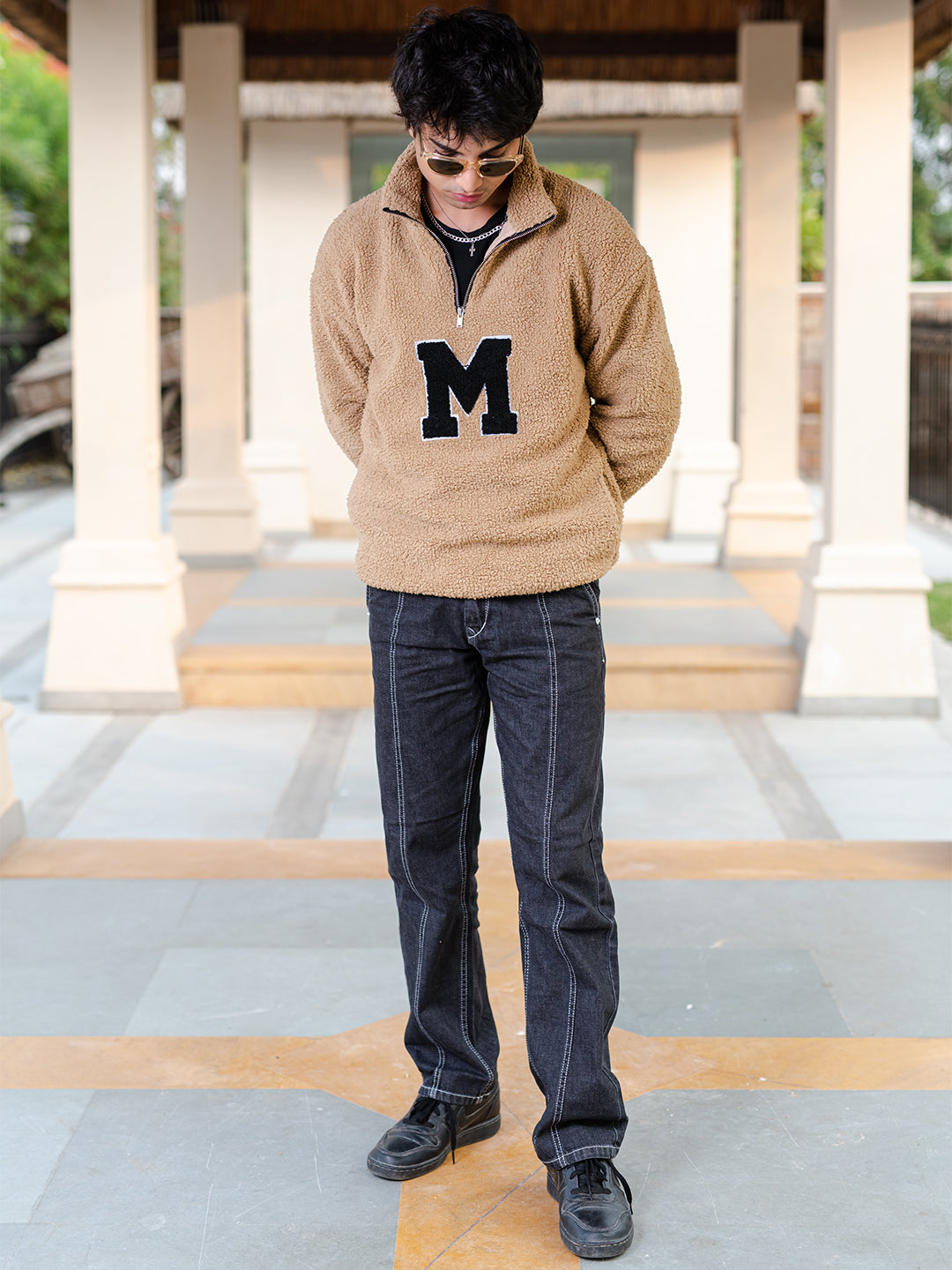 Beige M Fleece Sherpa Sweatshirt