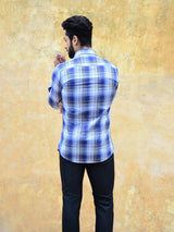 Blue and White Plaid Mens Shirt