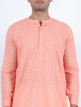 Peach Bloom Printed Kurta