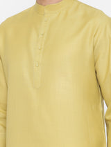 Plain Pineapple Colour Cotton Kurta With Pyjama