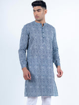 Blue Striped Printed Kurta